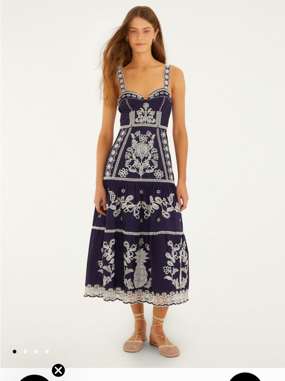 FARM Rio Blue Richelieu Embroidered Organic Cotton Midi Dress

Regular price